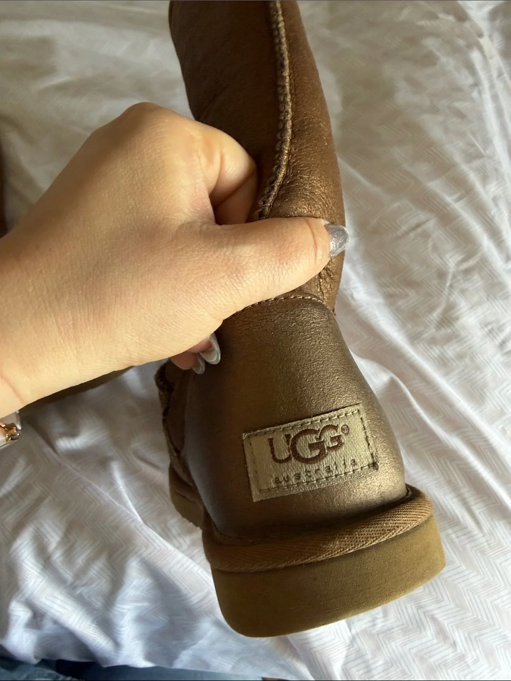 Classic Shine Tall Ugg Chestnut Shearling Boots - 7